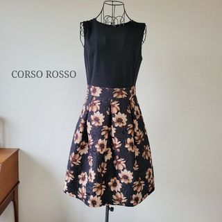 CORSO ROSSO コルソロッソ 花柄ワンピース イタリア製 ノースリーブ(ひざ丈ワンピース)