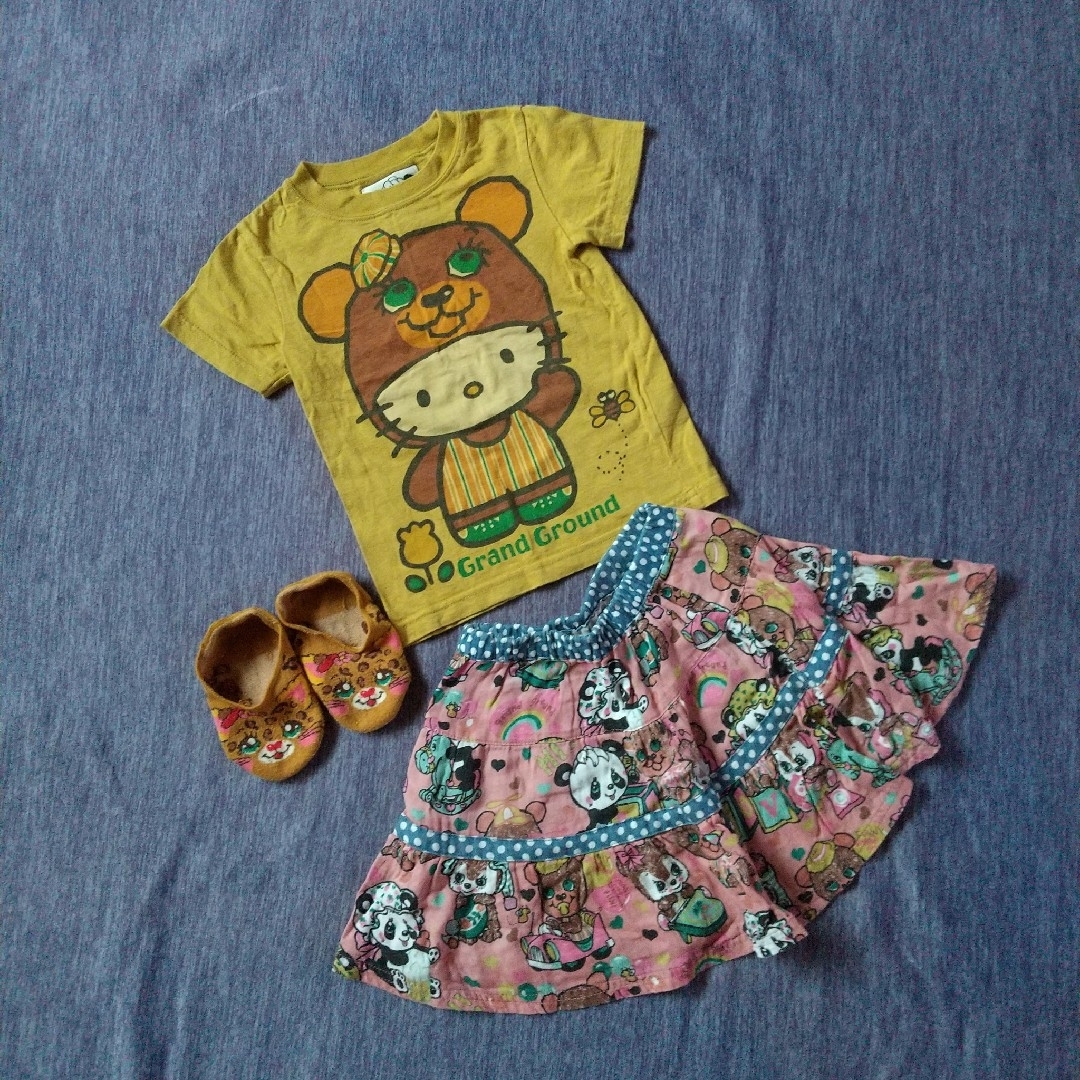 GrandGround(グラグラ)のグラグラ♥キティコラボ♥三点セット キッズ/ベビー/マタニティのキッズ服女の子用(90cm~)(Tシャツ/カットソー)の商品写真