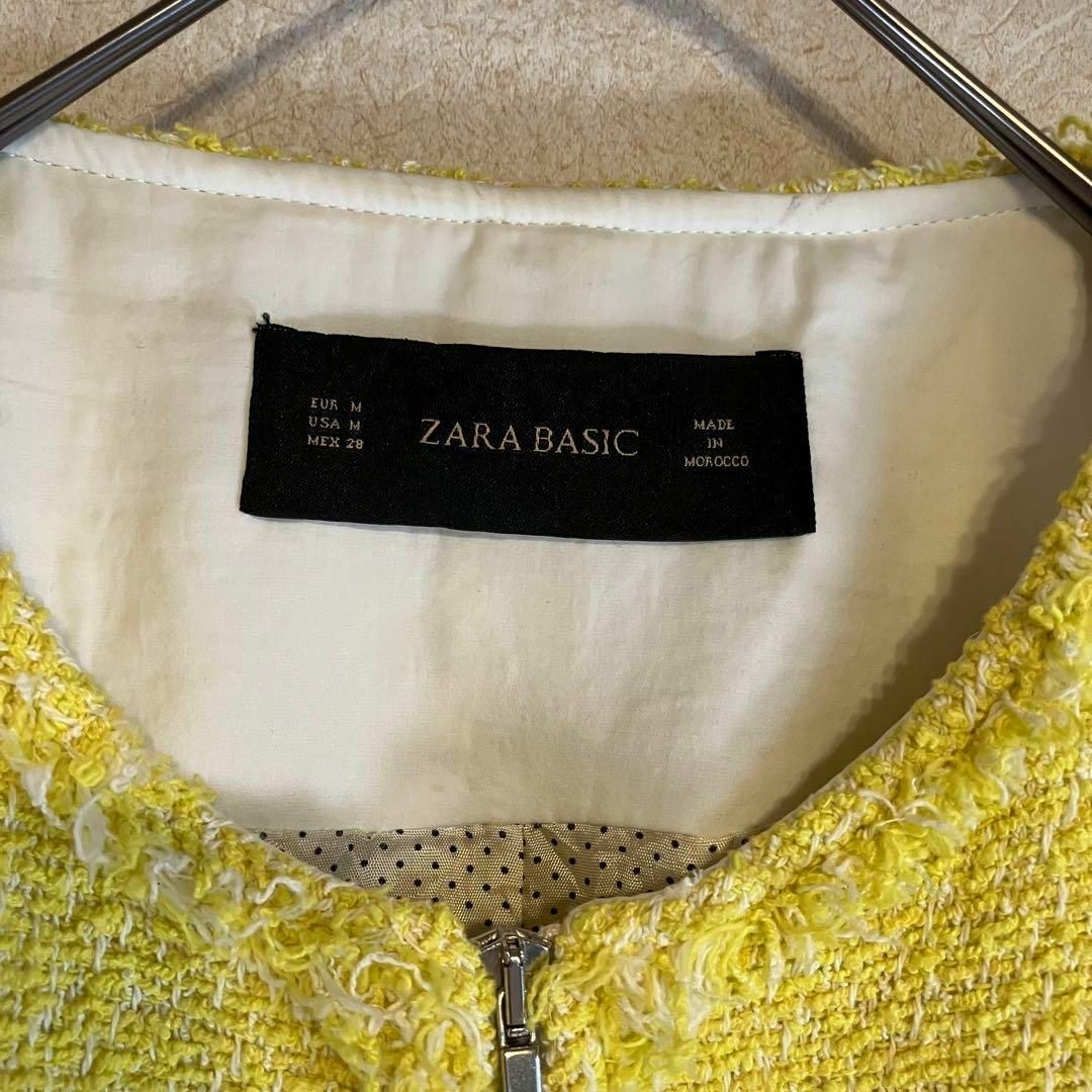 ZARA(ザラ)のザラベーシック　ZARA BASIC　イエロー黄色　ツイードジャケット　US／M レディースのジャケット/アウター(ブルゾン)の商品写真