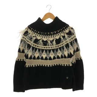 ツインセット(TWIN-SET)のTWINSET ツインセット タグ付き Embroidery Feather Sweater 刺繍フェザーセーター ニット ノルディック レディース BLK(ニット/セーター)