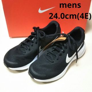 ナイキ(NIKE)の新品 ナイキ メンズ レボリューション7 ワイド 4E ブラック 24cm(スニーカー)