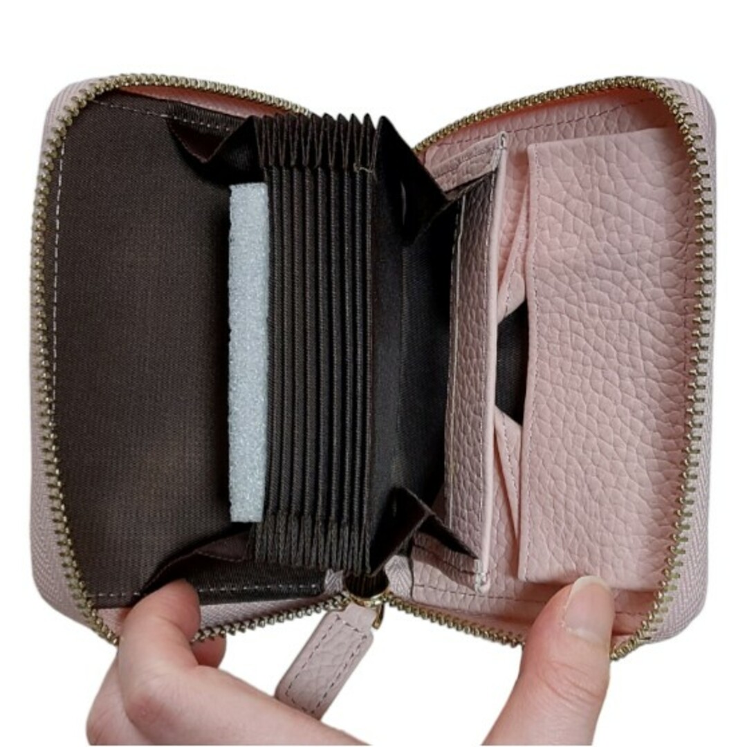 本革財布　二つ折り　ウォレット　スキミング防止　コンパクト　ピンク　プレゼント メンズのファッション小物(折り財布)の商品写真