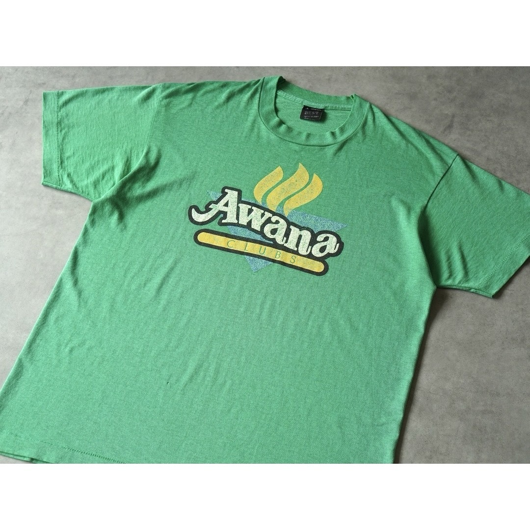 VINTAGE(ヴィンテージ)の90s USA製 Awana CLUBS プリントTシャツ コットンポリ メンズのトップス(Tシャツ/カットソー(半袖/袖なし))の商品写真