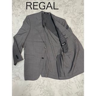 リーガル(REGAL)の美品　REGAL テーラードジャケット　スーツ　グレー　L 紳士(テーラードジャケット)