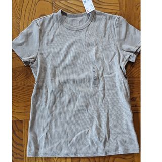 ユニクロ(UNIQLO)のUNIQLO　ユニクロ　ソフトリブ　クルーネック　Tシャツ　半袖　ベージュ　XL(Tシャツ(半袖/袖なし))