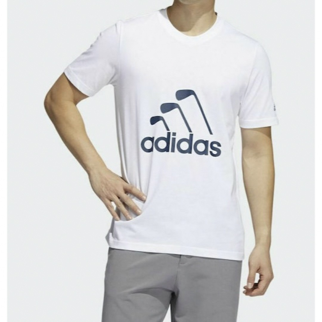 adidas(アディダス)のadidas golf アディダスゴルフ アイアンロゴ 半袖Tシャツ 白 M スポーツ/アウトドアのゴルフ(ウエア)の商品写真