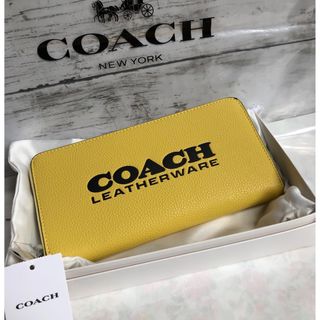 COACH - 新品未使用　COACHコーチ  レディース　メンズ長財布　ロゴ入り　イエロー