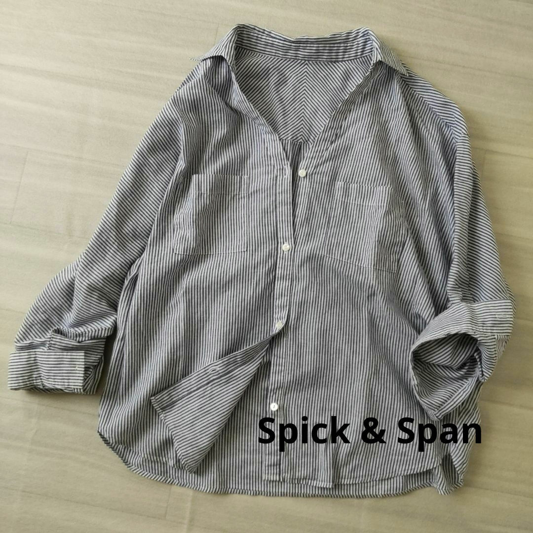 Spick & Span(スピックアンドスパン)のSpick & Span ストライプ スキッパー ドルマン シャツ レディースのトップス(シャツ/ブラウス(長袖/七分))の商品写真