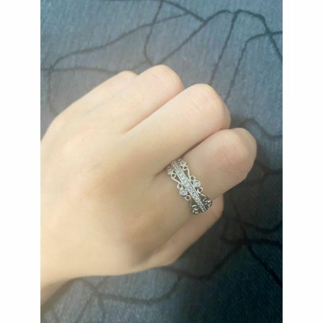 （1200）16号　シルバー大人可愛いフリルレース清楚なリング　指輪 レディースのアクセサリー(リング(指輪))の商品写真