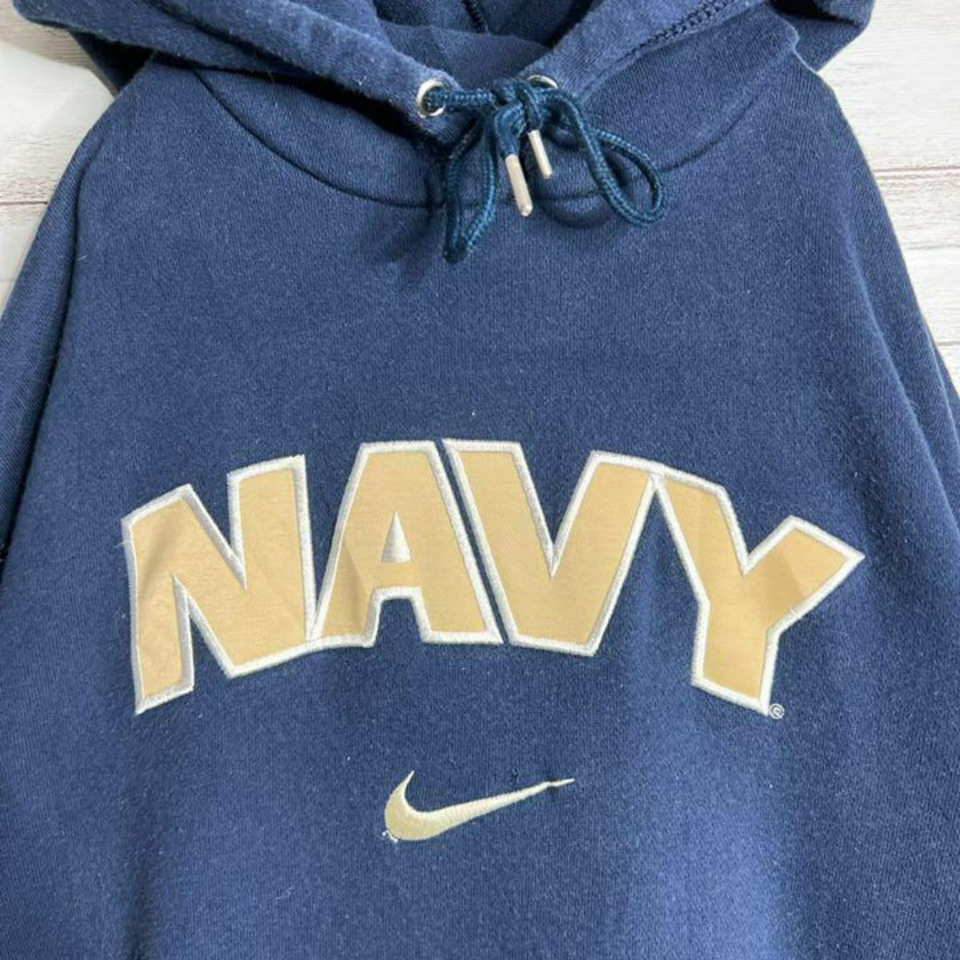 NIKE(ナイキ)の【入手困難!!】ナイキ ✈︎刺繍ロゴ NAVY ゆるだぼ 裏起毛 パーカー メンズのトップス(パーカー)の商品写真