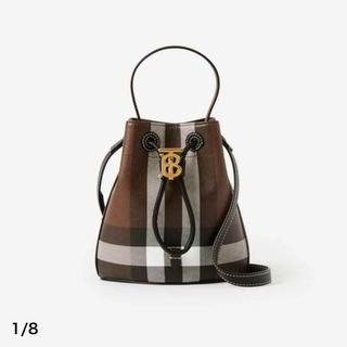 バーバリー(BURBERRY)のBurberry バーバリー バケットバッグ 巾着バッグ チェック ブラウン(ショルダーバッグ)