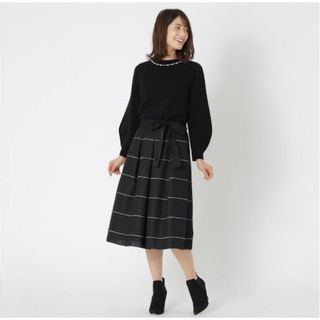 トゥービーシック(TO BE CHIC)の【大きいサイズ】トゥービーシック　ジャガードボーダースカート　フレア(ロングスカート)