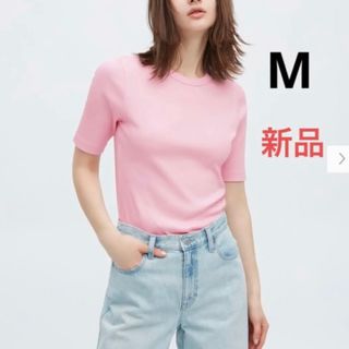 ユニクロ(UNIQLO)の新品 ユニクロ リブクルーネックT 5分袖(Tシャツ(半袖/袖なし))