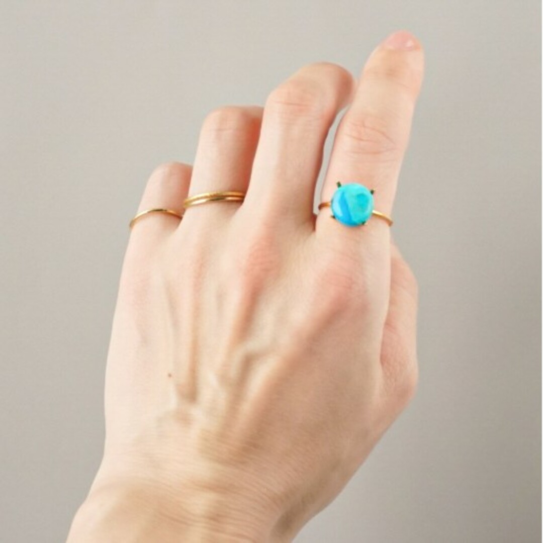ターコイズ トルコ石 指輪 フリーサイズ シルバー925 青 天然石 ギフト ハンドメイドのアクセサリー(リング)の商品写真