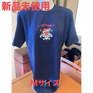 エドハーディー(Ed Hardy)の新品未使用エドハーディ❤️ハートドクロ柄　Tシャツ、カットソー紺色(Tシャツ(半袖/袖なし))