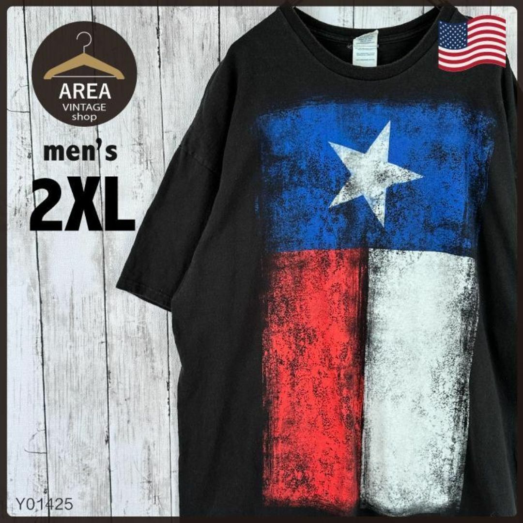 DELTA(デルタ)の【DELTA】アメリカTシャツ半袖古着メンズ2XLサイズUSA プリントブラック メンズのトップス(Tシャツ/カットソー(半袖/袖なし))の商品写真