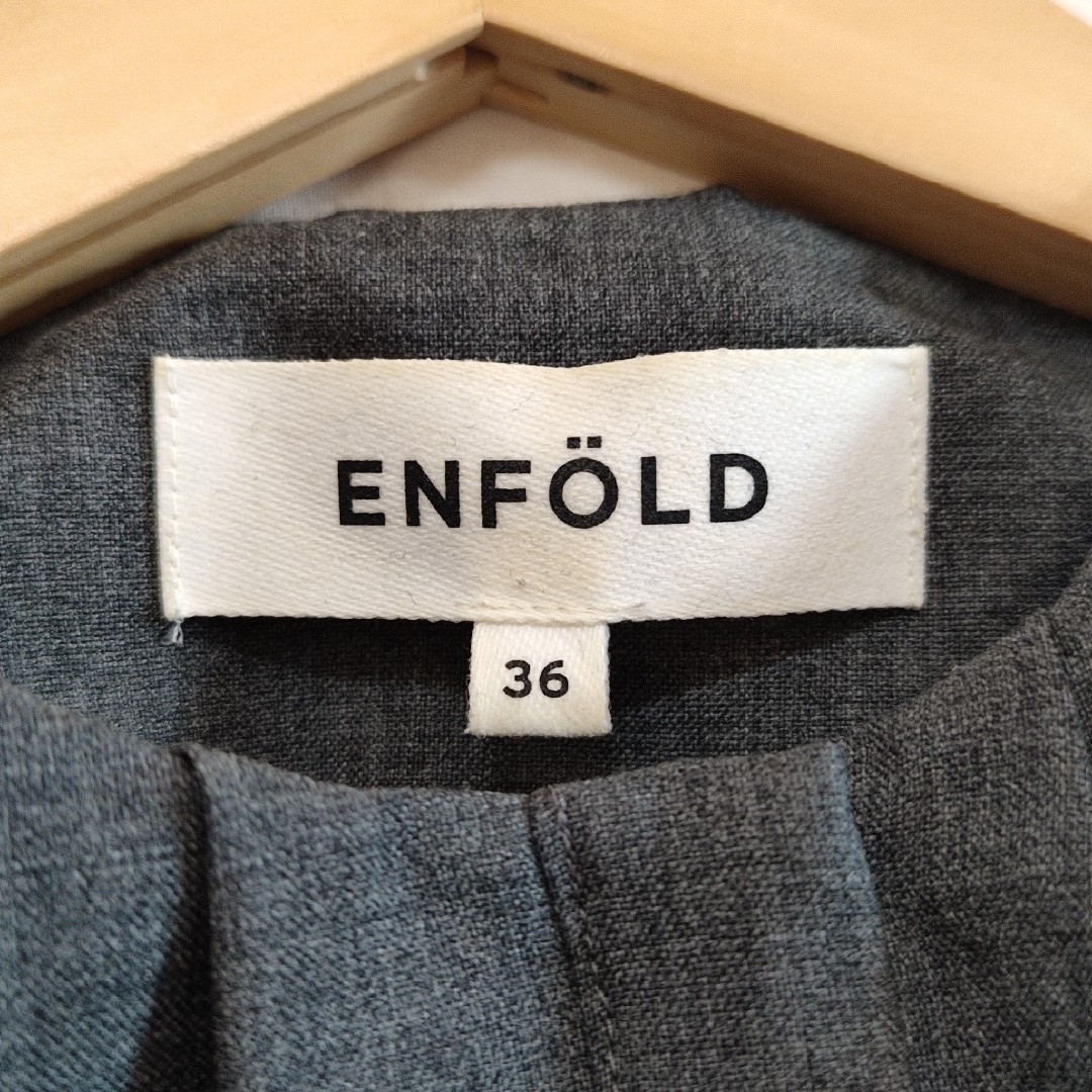 ENFOLD(エンフォルド)の大人気✨美品 エンフォルド サマーウール オールインワン  グレー 36 ベルト レディースのパンツ(サロペット/オーバーオール)の商品写真