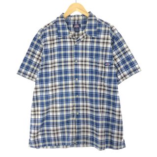 古着 ディッキーズ Dickies チェック柄 半袖 オープンカラー コットンシャツ メンズXL /eaa441048