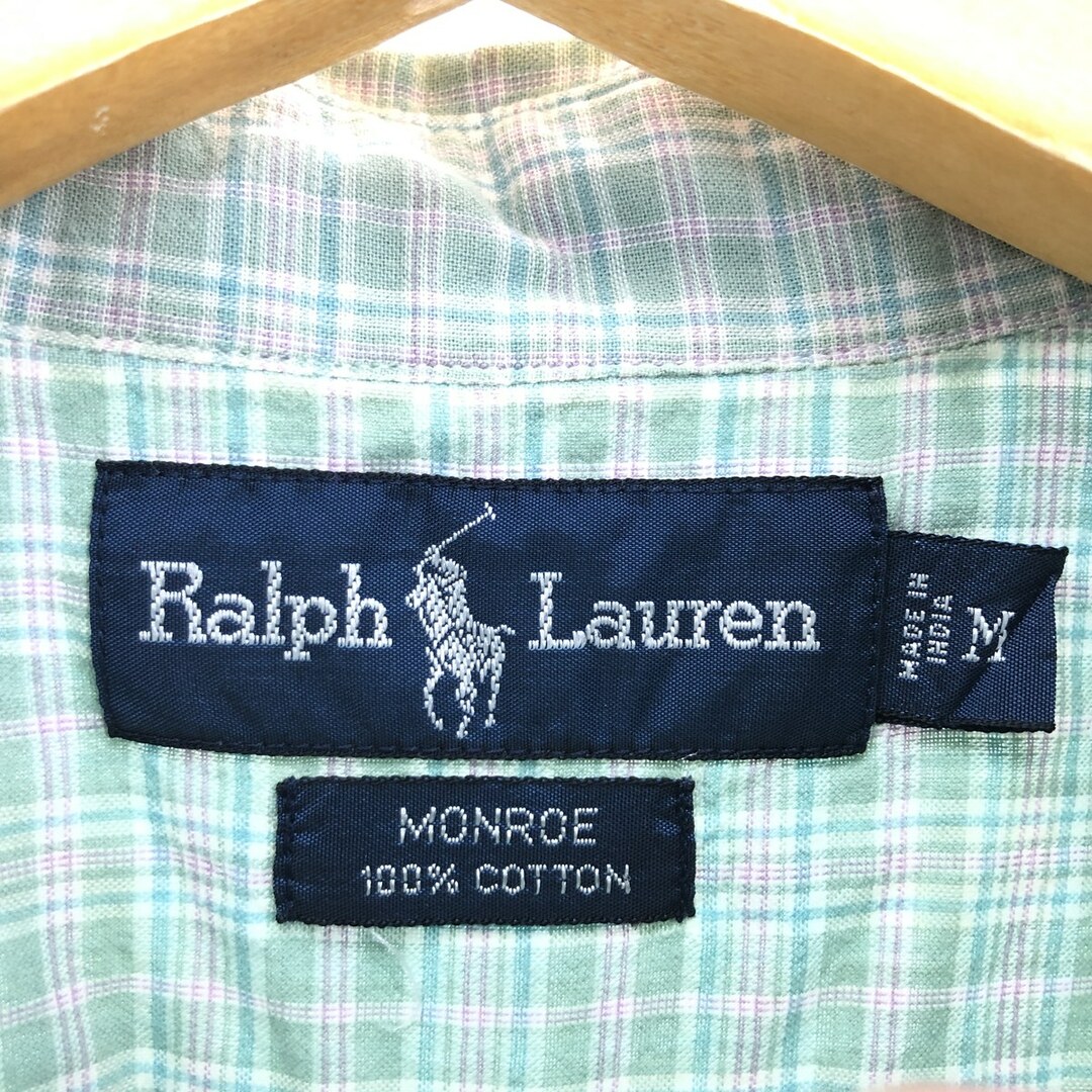 Ralph Lauren(ラルフローレン)の古着 ラルフローレン Ralph Lauren MONROE 半袖 ボタンダウン チェックシャツ メンズM /eaa441050 メンズのトップス(シャツ)の商品写真