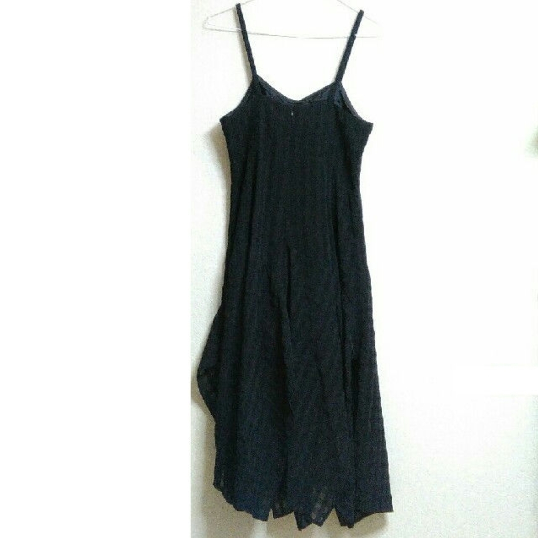 ニッセン(ニッセン)のキャミソール ワンピース　黒チェック レディースのフォーマル/ドレス(ミディアムドレス)の商品写真