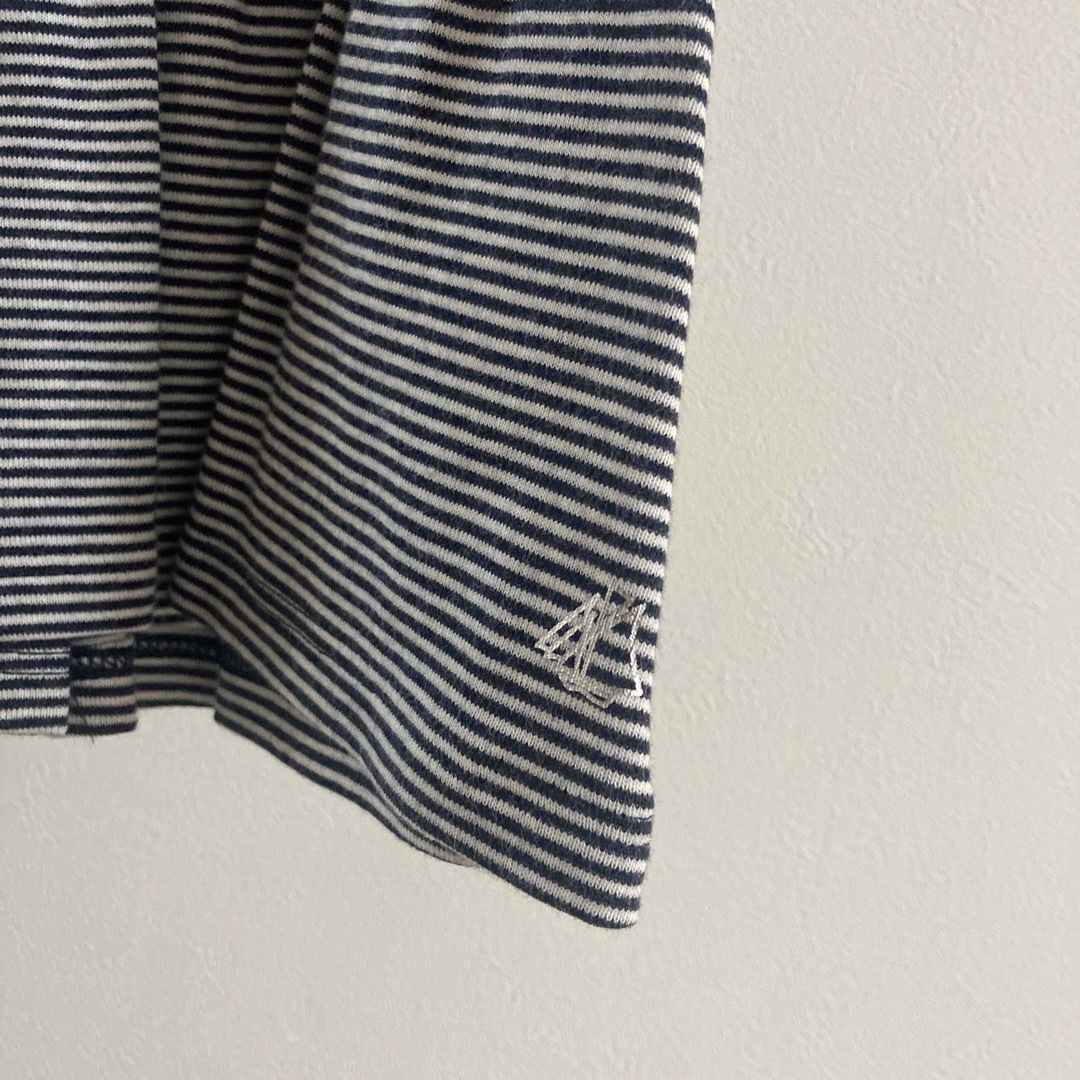 PETIT BATEAU(プチバトー)の新品　プチバトー70.75 ☺︎襟付きボーダーワンピ　ラルフ、ファミリア好き キッズ/ベビー/マタニティのベビー服(~85cm)(ワンピース)の商品写真