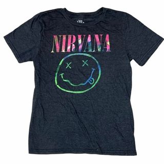 ミュージックティー(MUSIC TEE)のNIRVANA半袖バンドTシャツ ニコちゃん ロック スマイル バンT a91(Tシャツ/カットソー(半袖/袖なし))