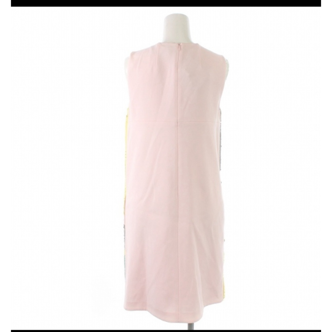 ポールカ ワンピース ひざ丈 ビジュー 装飾 絹 S ピンク マルチカラー レディースのワンピース(ひざ丈ワンピース)の商品写真