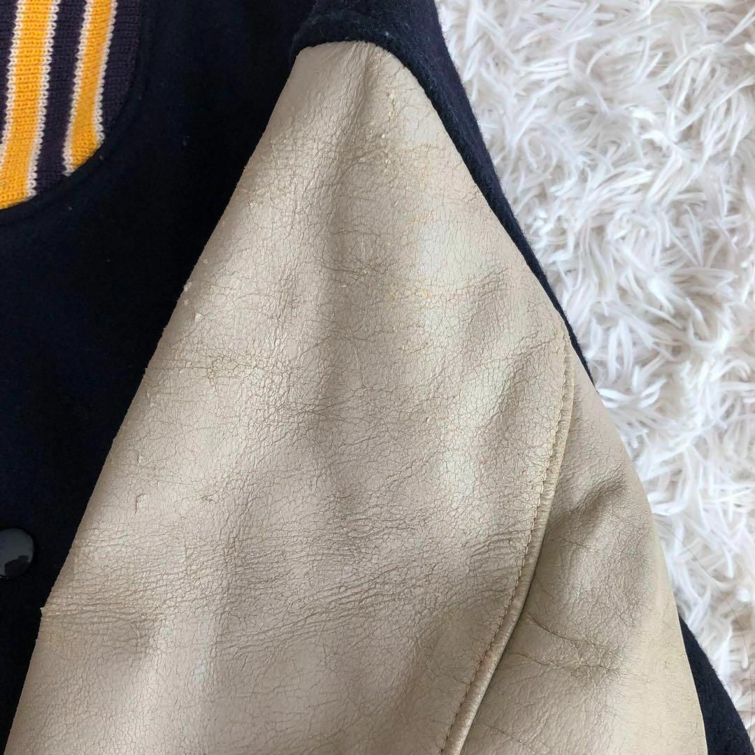 Golden Bear(ゴールデンベア)のUSA製GOLDEN BEARスタジャン　紺色ネイビー袖レザー S メンズのジャケット/アウター(スタジャン)の商品写真