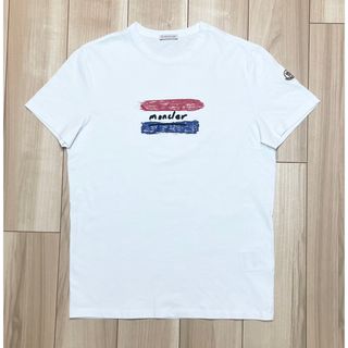 モンクレール(MONCLER)の［新品同様］モンクレール　ペイントロゴTシャツ　ホワイト(Tシャツ/カットソー(半袖/袖なし))