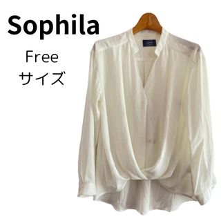 ソフィラ(sophila)のSophila  ソフィラ ブラウス シャツ 長袖 フリーサイズ ホワイト(シャツ/ブラウス(長袖/七分))
