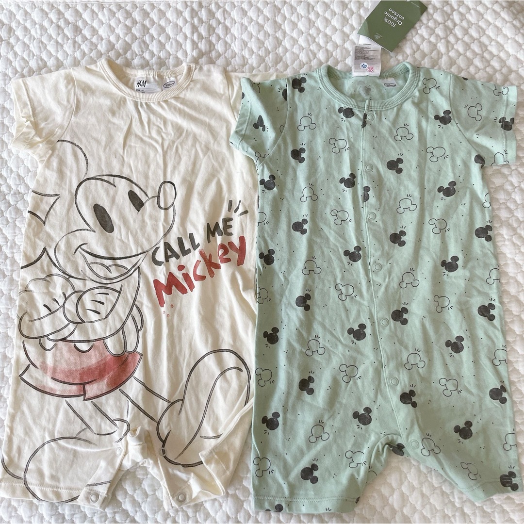 H&M(エイチアンドエム)のH&M baby コットンパジャマ 2枚セット キッズ/ベビー/マタニティのベビー服(~85cm)(ロンパース)の商品写真