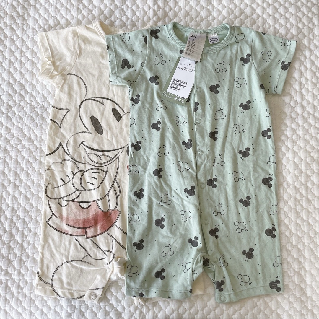 H&M(エイチアンドエム)のH&M baby コットンパジャマ 2枚セット キッズ/ベビー/マタニティのベビー服(~85cm)(ロンパース)の商品写真