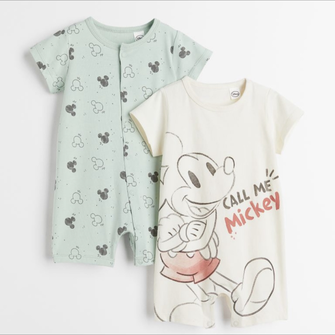 H&M(エイチアンドエム)のH&M baby コットンパジャマ 2枚セット キッズ/ベビー/マタニティのベビー服(~85cm)(ロンパース)の商品写真