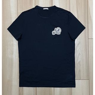 モンクレール　ダブルロゴ　Tシャツ　ダークネイビー　サイズS 国内正規品ネックUネック