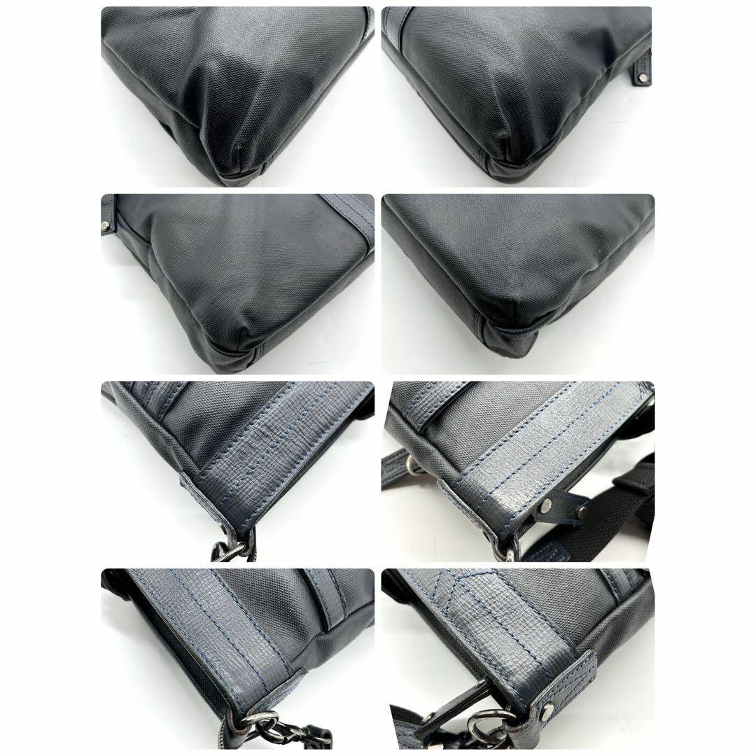 輪怐(LIN-KU)(リンク)の【美品】LIN-KU ショルダーバック　A4収納可　レザー　ネイビース　ビジネス メンズのバッグ(ショルダーバッグ)の商品写真