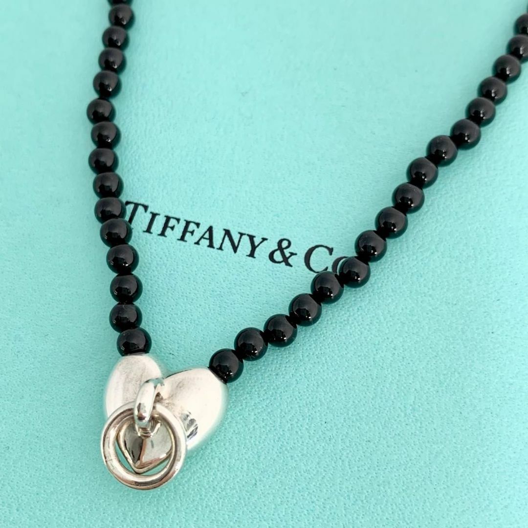 Tiffany & Co.(ティファニー)のティファニー 希少 オニキス ハートノック ネックレス ヴィンテージ di2 レディースのアクセサリー(ネックレス)の商品写真