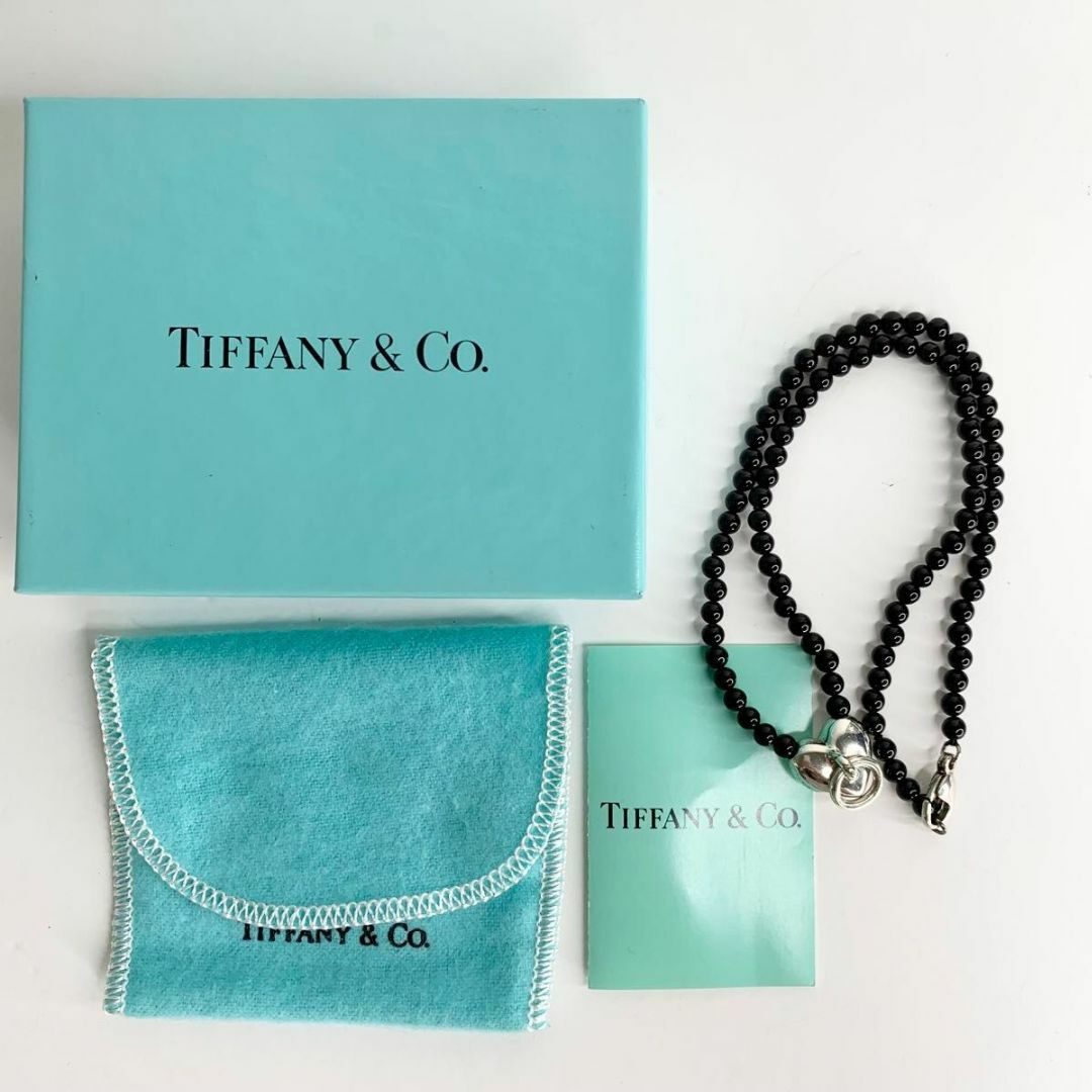 Tiffany & Co.(ティファニー)のティファニー 希少 オニキス ハートノック ネックレス ヴィンテージ di2 レディースのアクセサリー(ネックレス)の商品写真