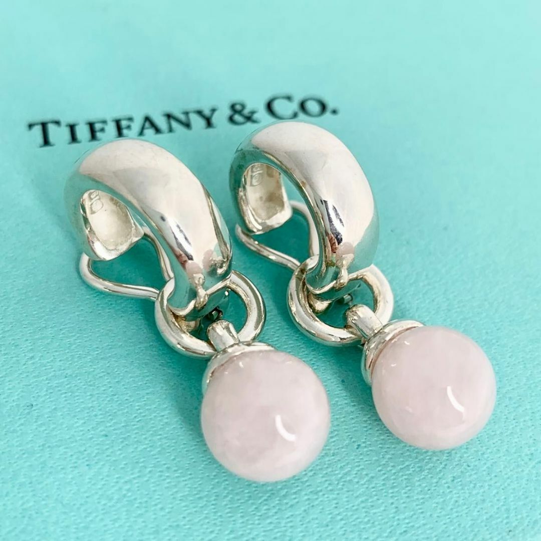 Tiffany & Co.(ティファニー)のティファニー 希少 ローズクォーツ ピンク フープ イヤリング di9 レディースのアクセサリー(イヤリング)の商品写真