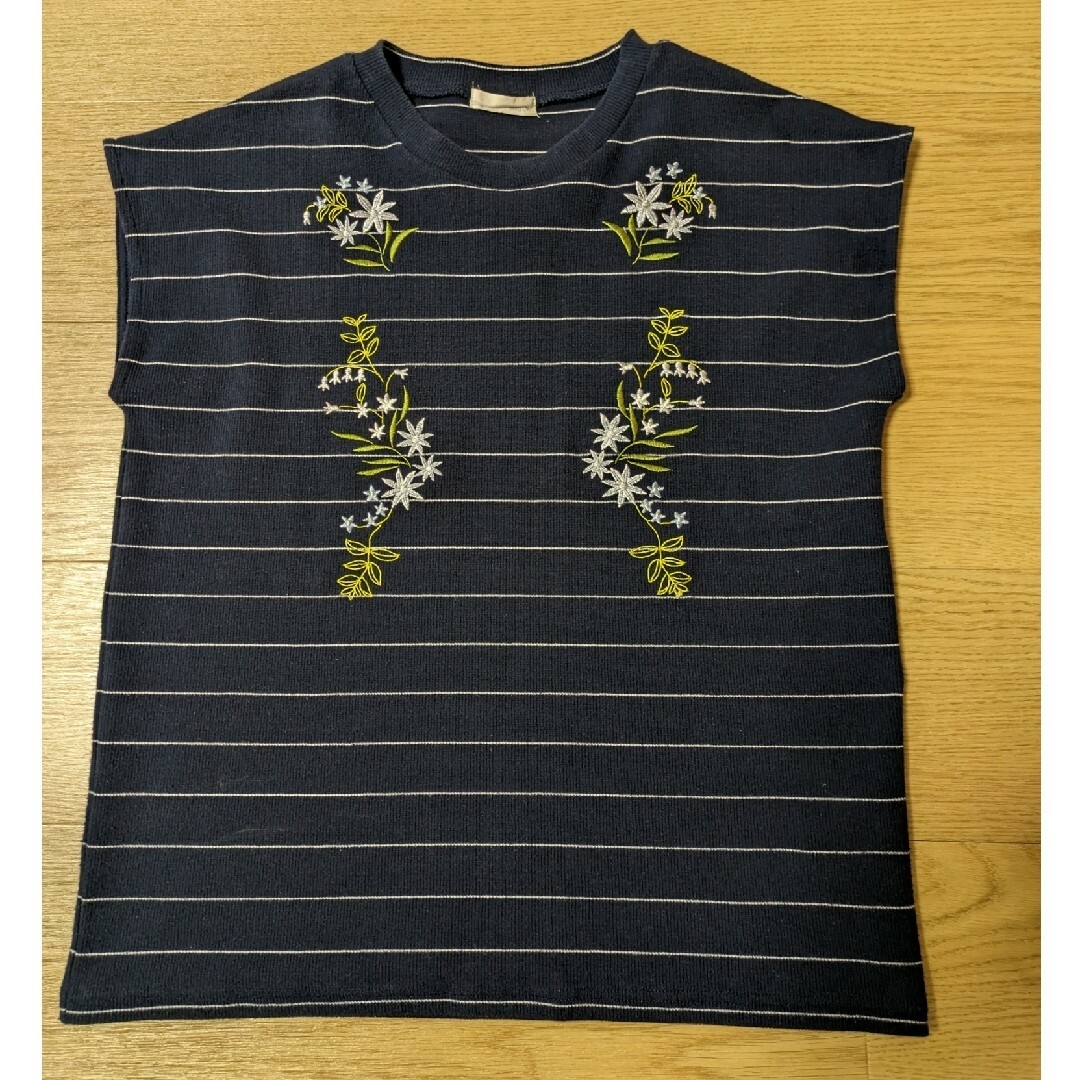 INDEX(インデックス)のカットソー　花柄刺繍　ボーダー　紺×白 メンズのトップス(Tシャツ/カットソー(半袖/袖なし))の商品写真