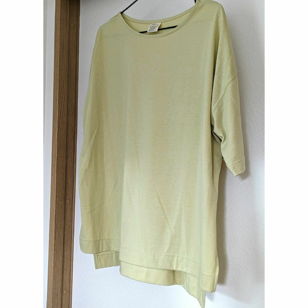 Zootie(ズーティー)のZootie 五分袖オーバーサイズTシャツ（黄色） レディースのトップス(Tシャツ(半袖/袖なし))の商品写真