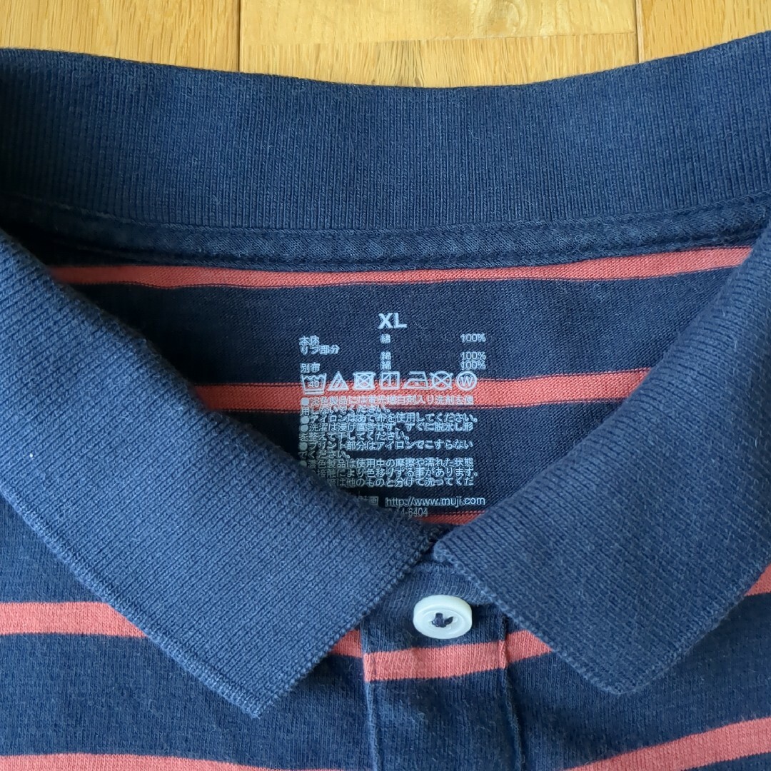 MUJI (無印良品)(ムジルシリョウヒン)の無印良品 天竺編み ポロシャツ 半袖 ボーダー XL メンズ メンズのトップス(ポロシャツ)の商品写真