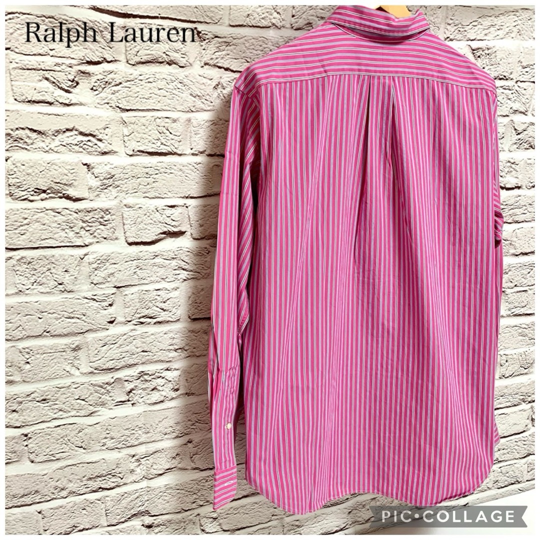 Ralph Lauren(ラルフローレン)の【極めて美品XL】ラルフローレンクラシックフィット　ピンクストライプ長袖シャツ メンズのトップス(シャツ)の商品写真