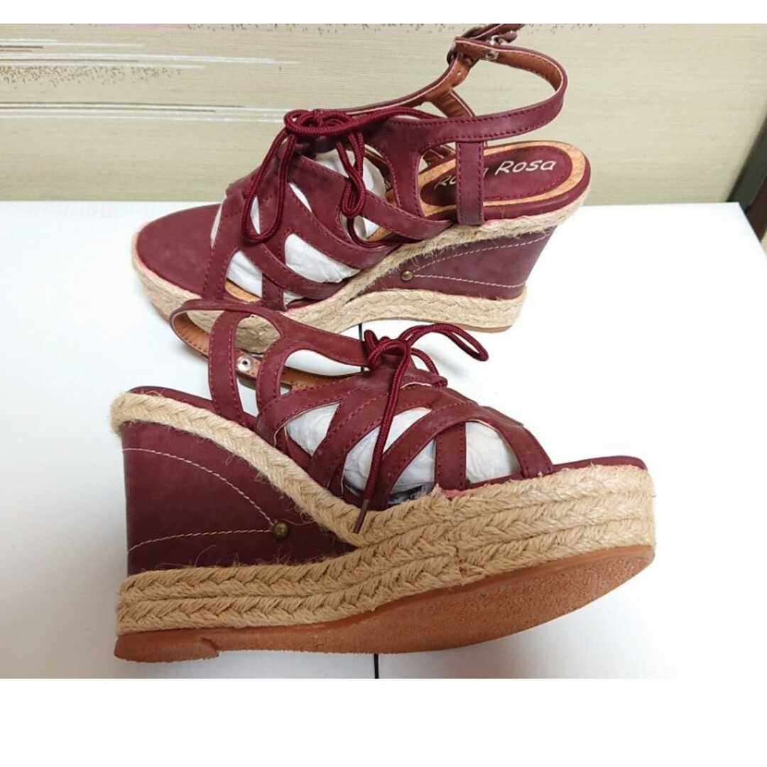 ウェッジサンダル 24cm エンジ  ヒール高 厚底 レディースの靴/シューズ(サンダル)の商品写真