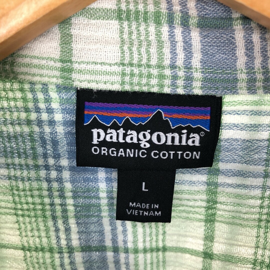 patagonia(パタゴニア)の古着 パタゴニア Patagonia 52921SP21 シアサッカー 半袖 チェックシャツ メンズL /eaa441456 メンズのトップス(シャツ)の商品写真