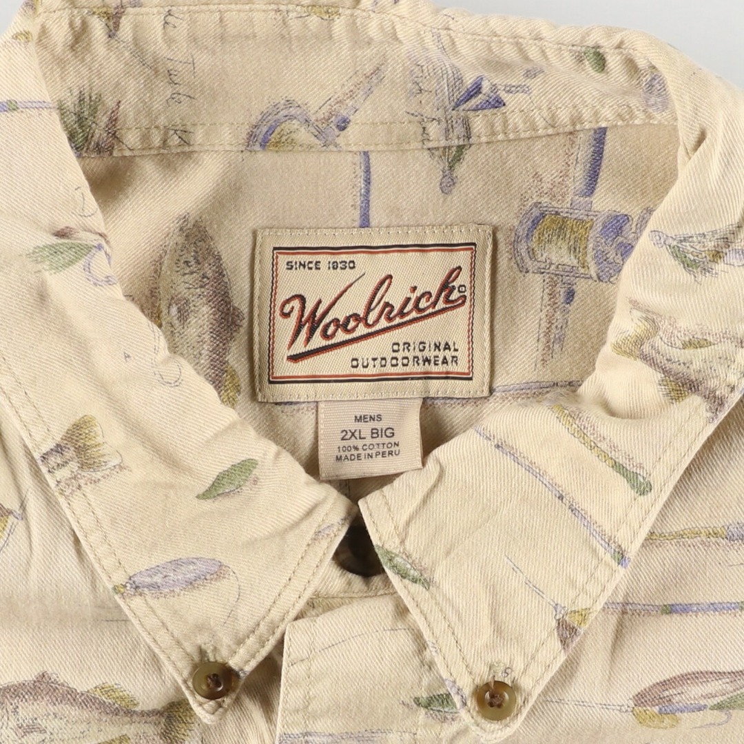 WOOLRICH(ウールリッチ)の古着 00年代 ウールリッチ WOOLRICH 魚柄 半袖 ボタンダウンシャツ メンズXXL /eaa441640 メンズのトップス(シャツ)の商品写真