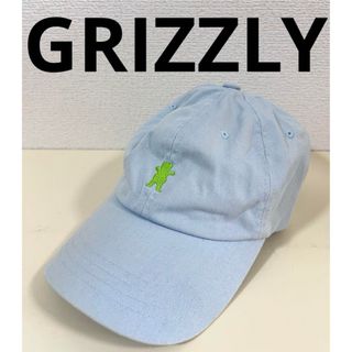 グリズリー(GRIZZLY)のGRIZZLY キャップ　水色　ライトブルー　デニム　刺繍　くま　可愛い　日除け(キャップ)