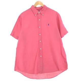 ラルフローレン(Ralph Lauren)の古着 ラルフローレン Ralph Lauren CUSTOM FIT 半袖 リネン ボタンダウンシャツ メンズXL /eaa446309(シャツ)