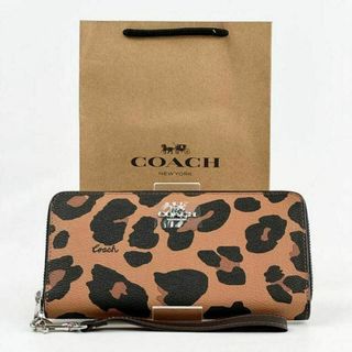 コーチ(COACH)の新品 COACH ロング ジップ アラウンド ウォレット ウィズ レオパード(財布)