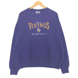 古着 90年代 リー NFL MINNESOTA VIKINGS ミネソタ バイキングス プリントスウェットシャツ トレーナー USA製 メンズL ヴィンテージ /eaa410149