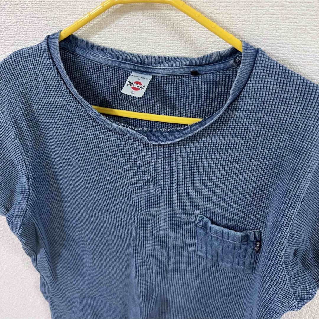 DENIME(ドゥニーム)のワッフル サーマル 生地　トップス　Tシャツ　デニム　ブルー　レディース　古着 レディースのトップス(Tシャツ(半袖/袖なし))の商品写真